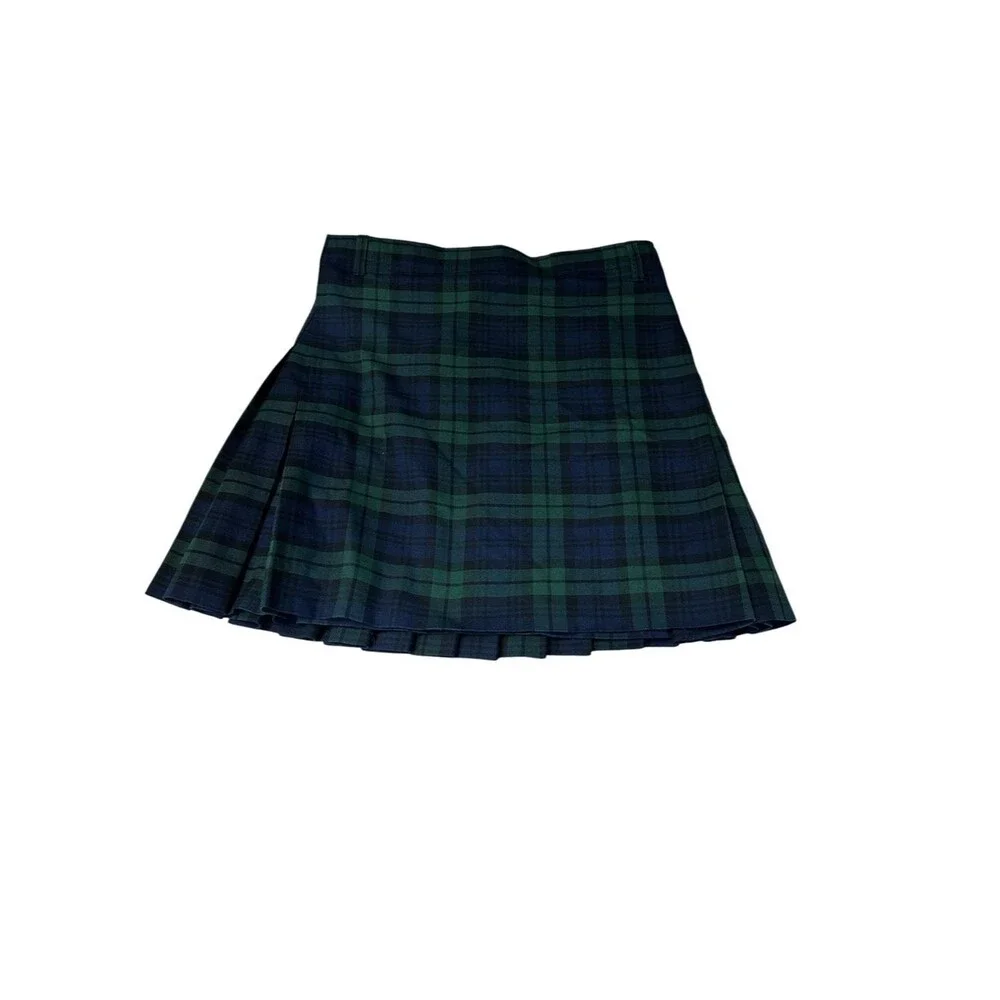 USA Kilts Black Watch Tartan Pleated Kilt Skirt Womens M Green Plaid Celtic